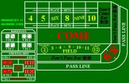 Standard craps layout. This section is the same on the other half of the table.
